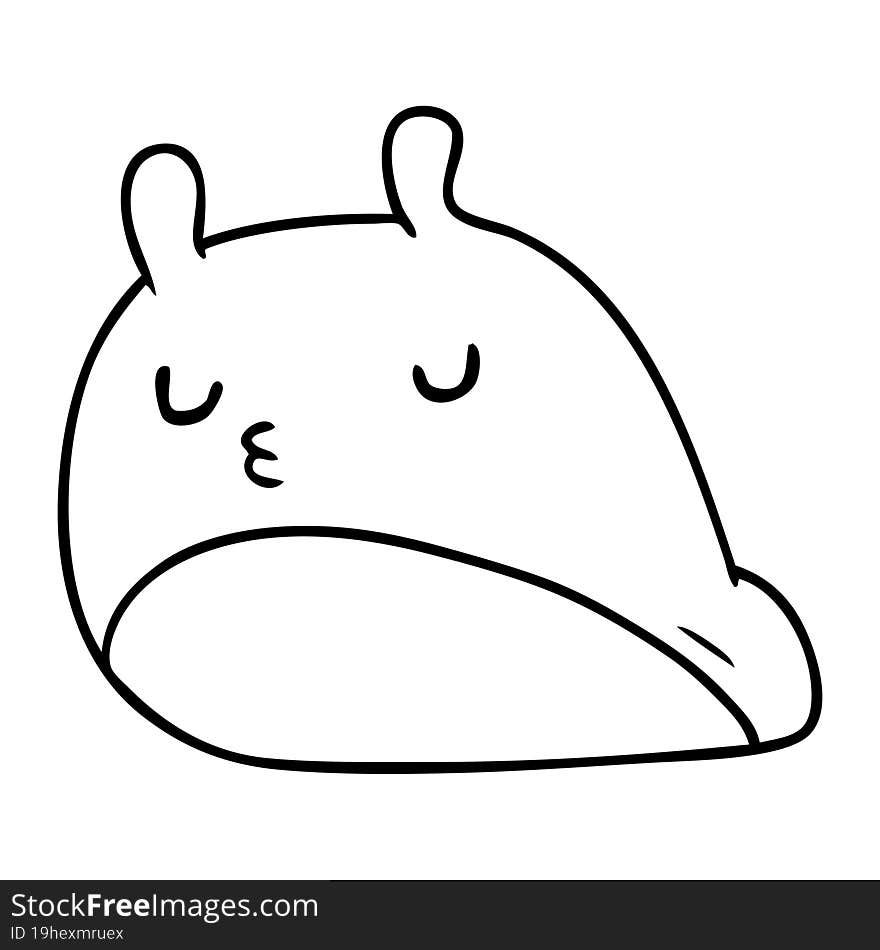 line drawing kawaii fat cute slug