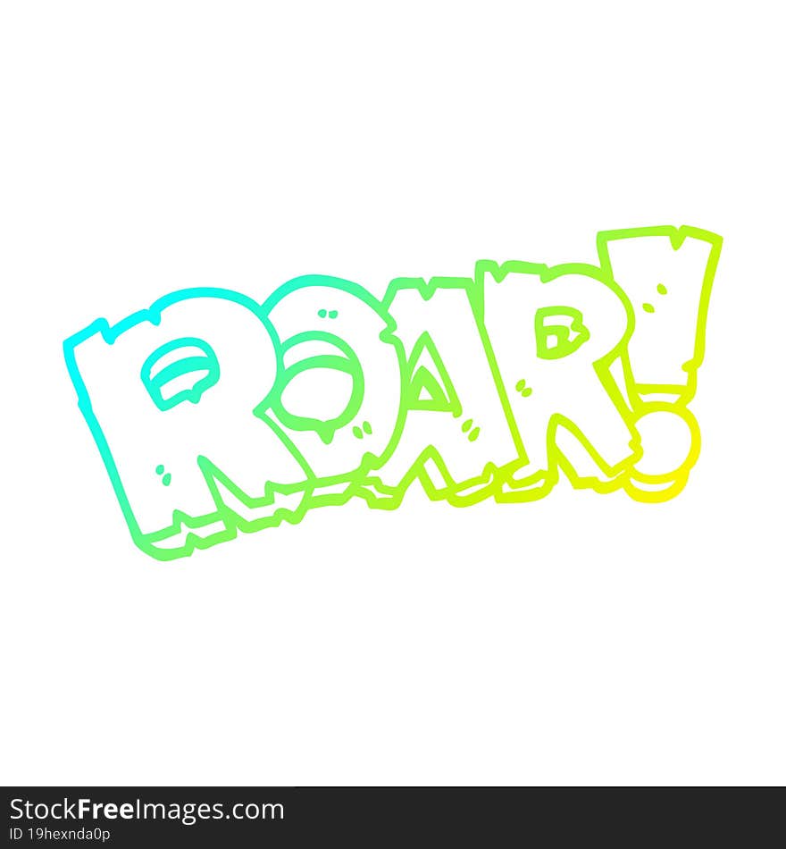 cold gradient line drawing of a cartoon roar sign