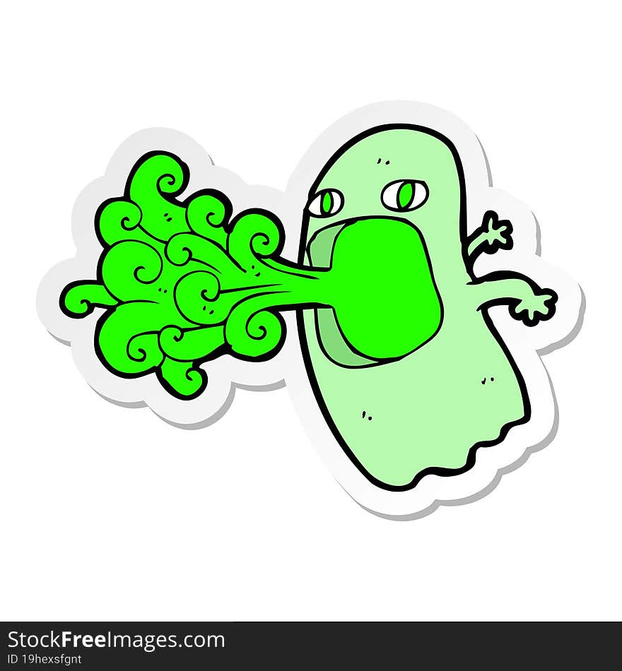 sticker of a funny cartoon ghost