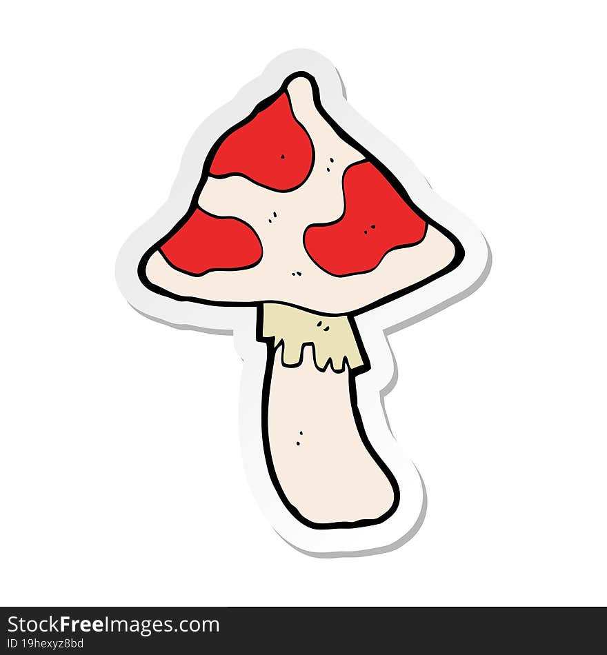 sticker of a cartoon toadstool