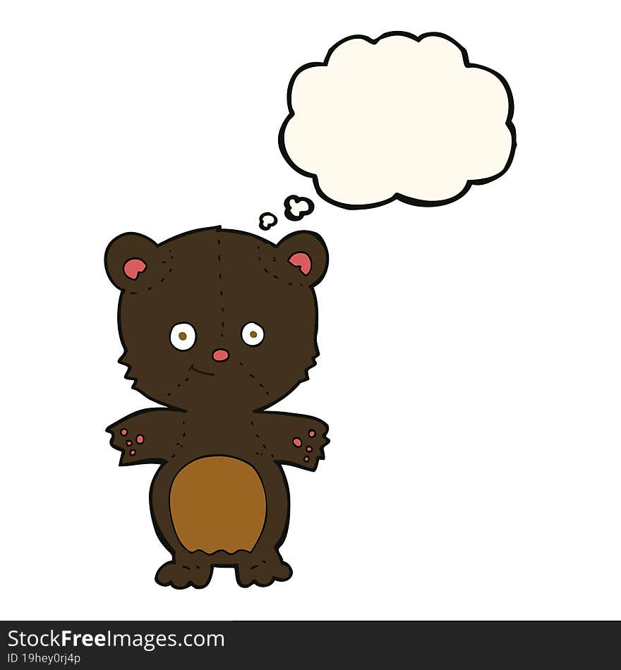 cartoon black bear cub with thought bubble