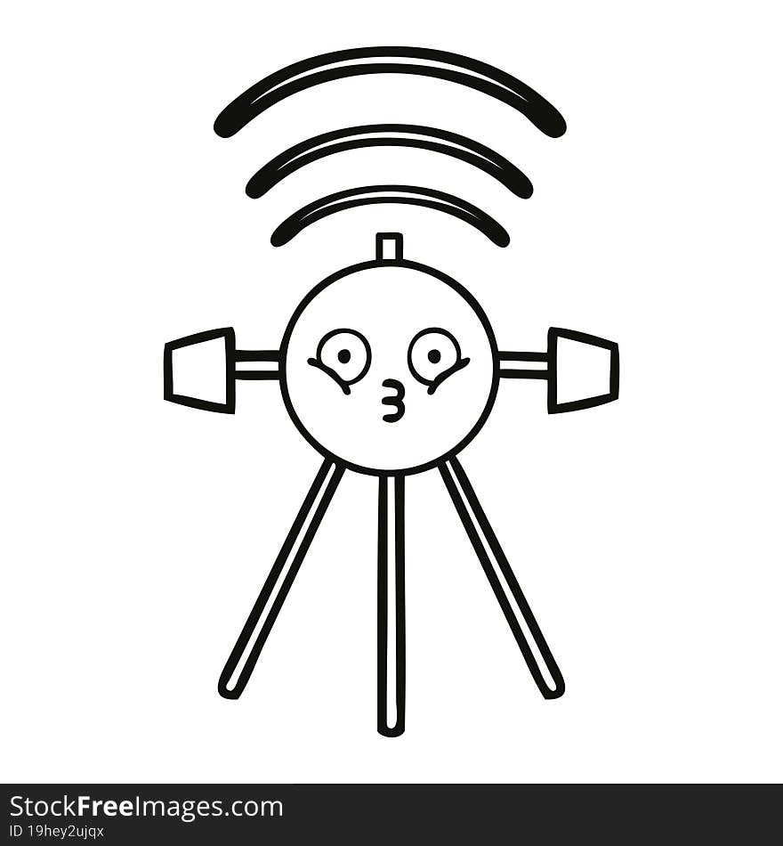 line drawing cartoon satellite