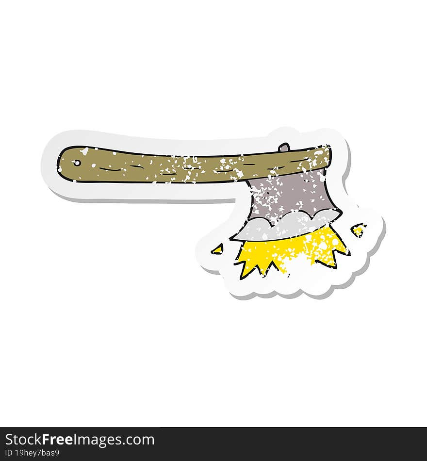 retro distressed sticker of a cartoon striking axe