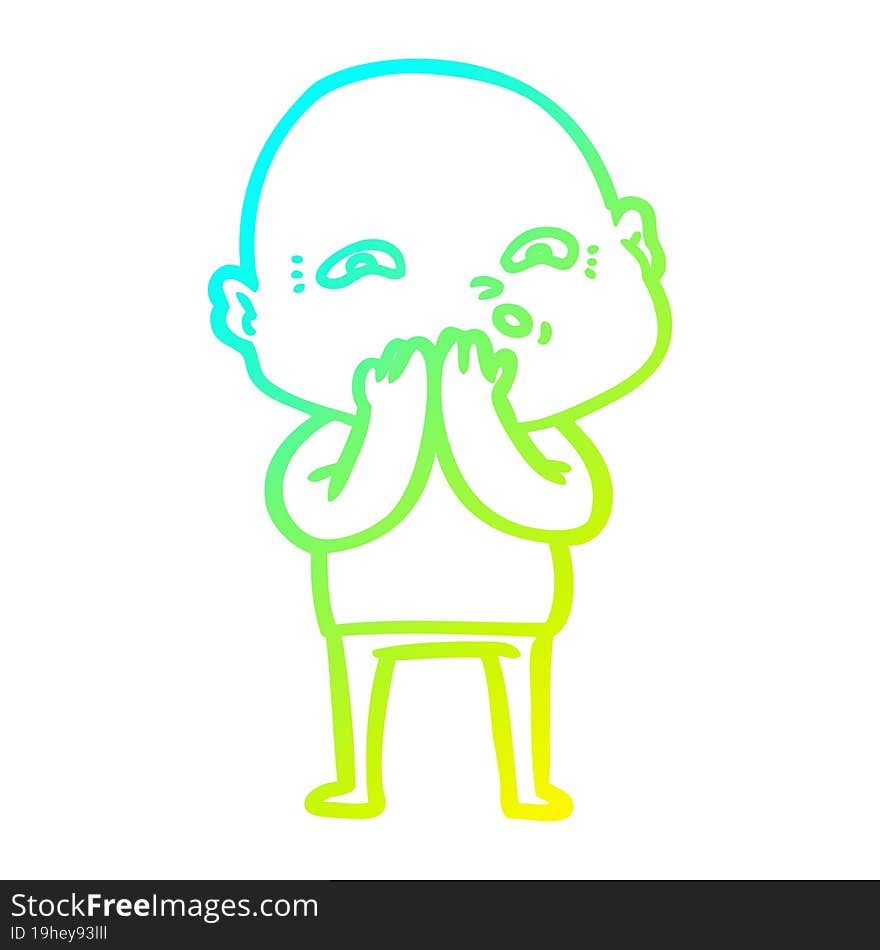 Cold Gradient Line Drawing Cartoon Nervous Man