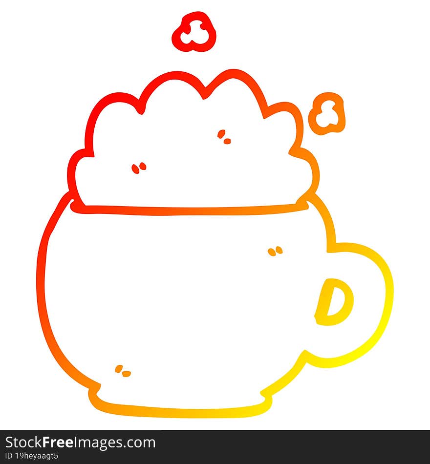 warm gradient line drawing of a cartoon frappacino