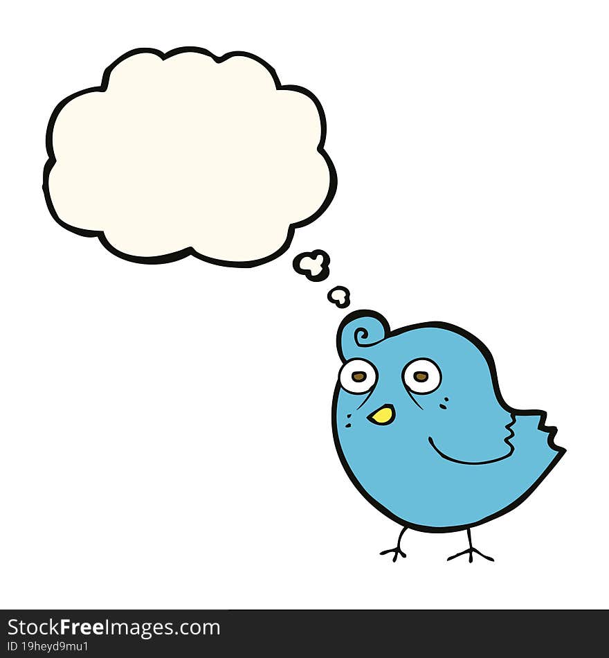 Funny Cartoon Bird With Thought Bubble