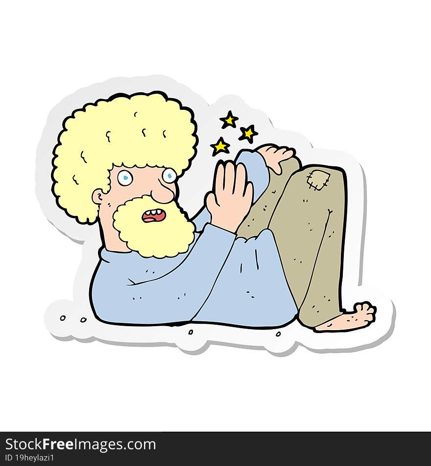 sticker of a cartoon hippie man