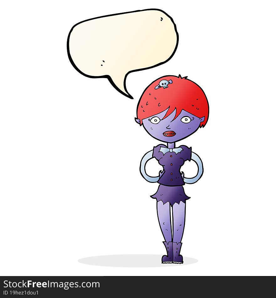 cartoon pretty vampire girl with speech bubble