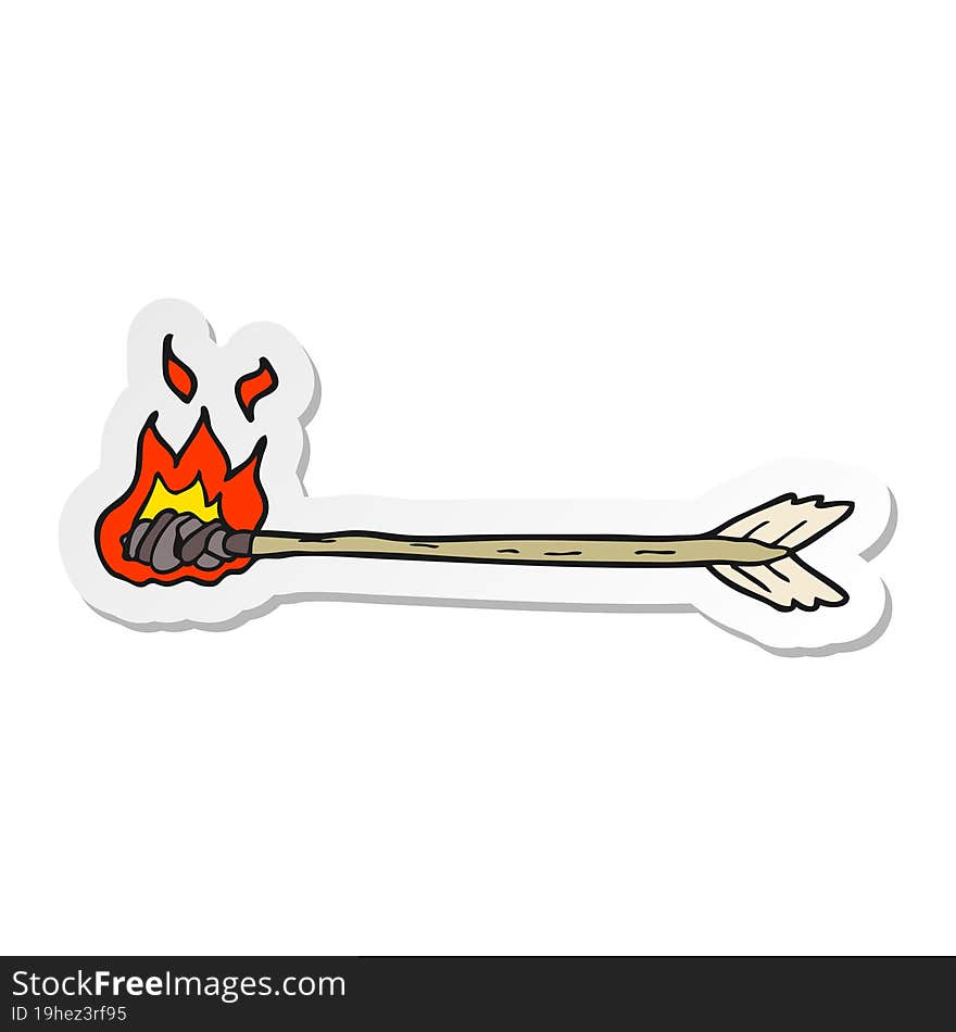 Sticker Of A Cartoon Flaming Arrow