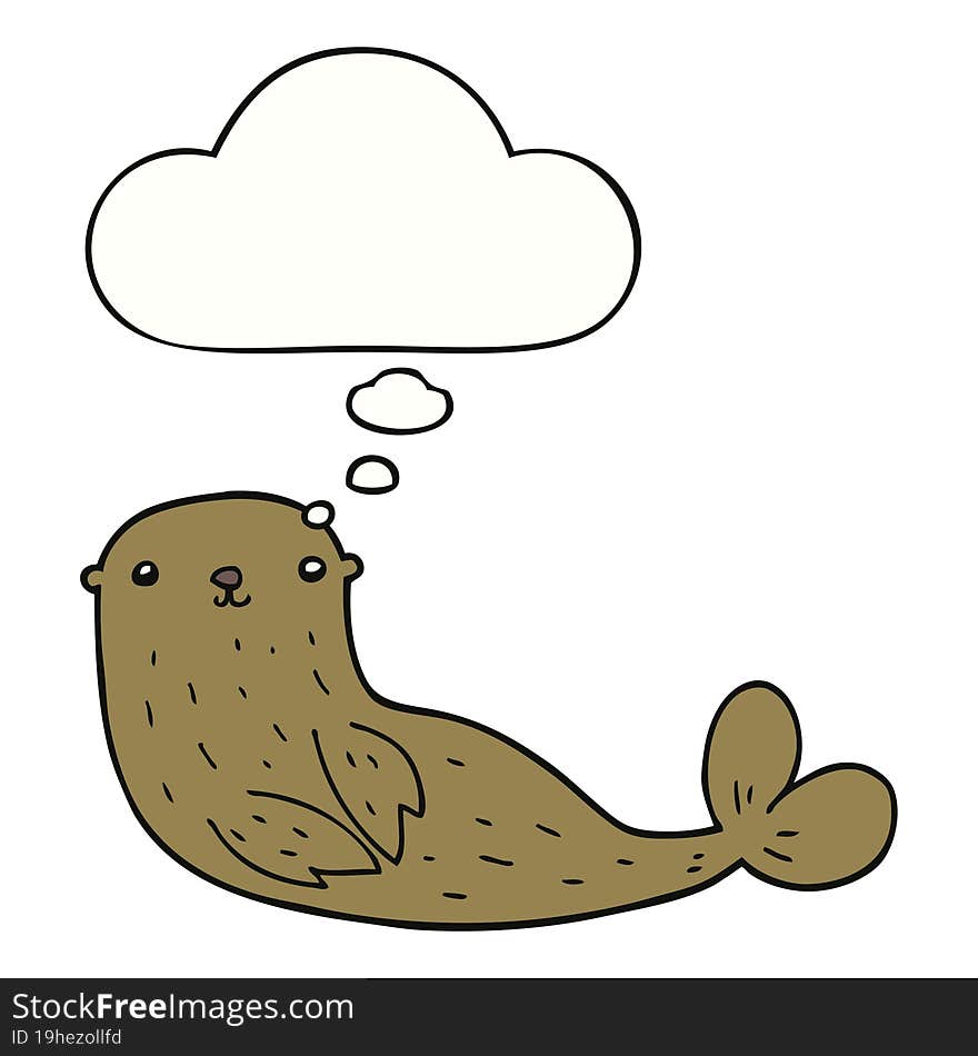 cartoon seal with thought bubble. cartoon seal with thought bubble