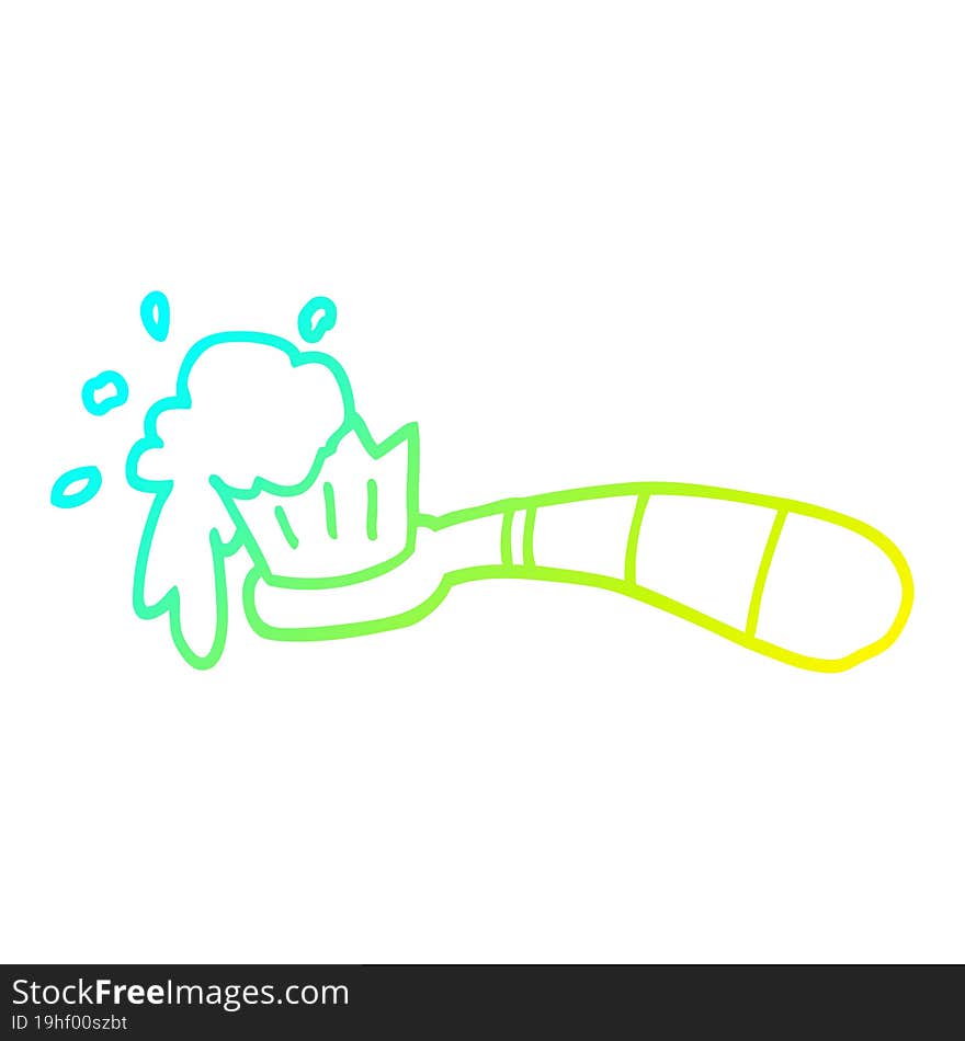 cold gradient line drawing cartoon toothbrush and tooth paste