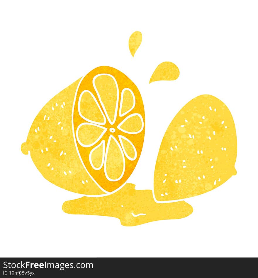 retro cartoon cut lemon