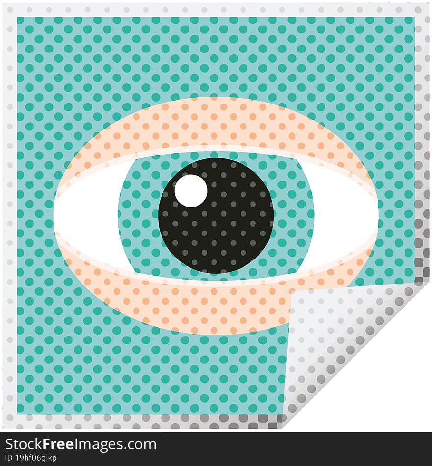 staring eye graphic vector illustration square sticker. staring eye graphic vector illustration square sticker