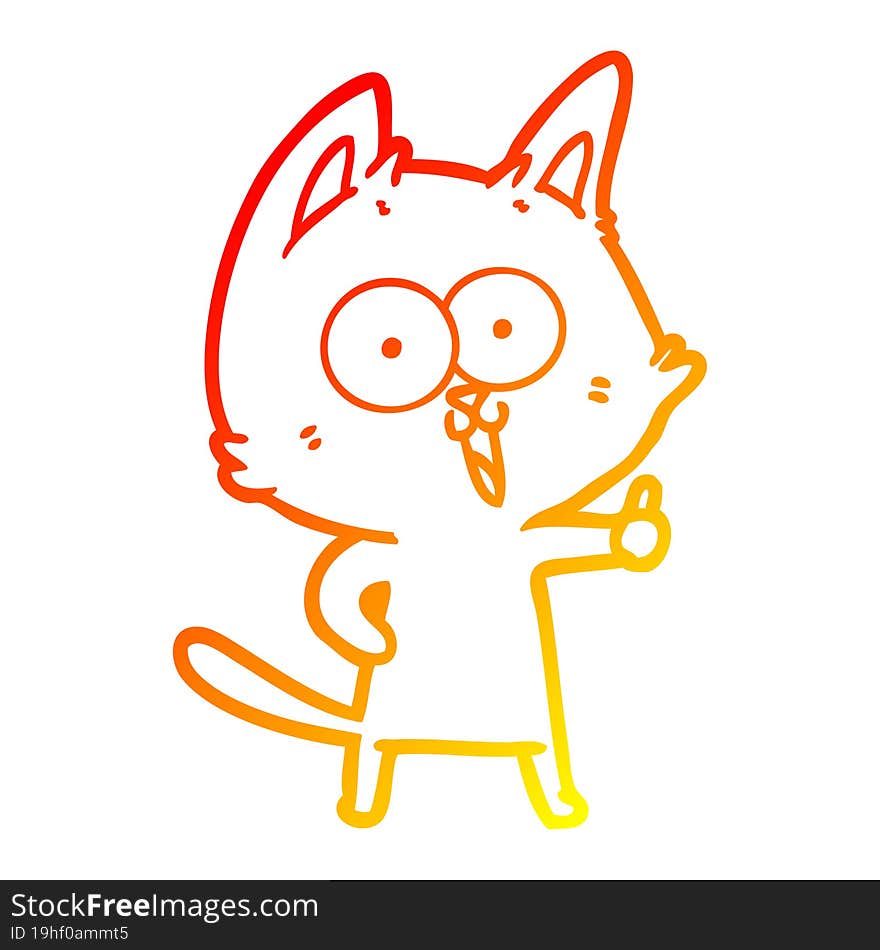 Warm Gradient Line Drawing Funny Cartoon Cat