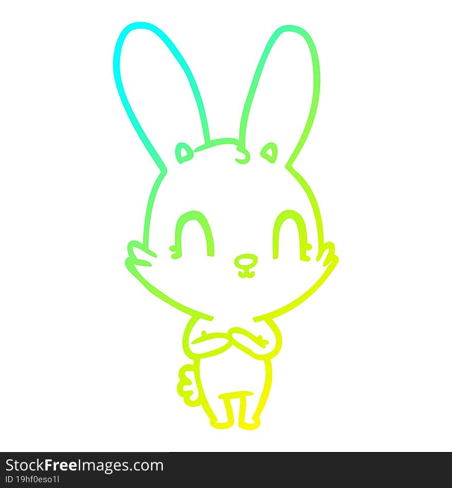 cold gradient line drawing of a cute cartoon rabbit