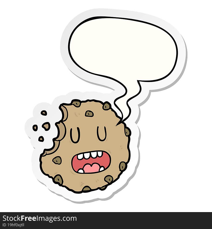 cartoon cookie and speech bubble sticker