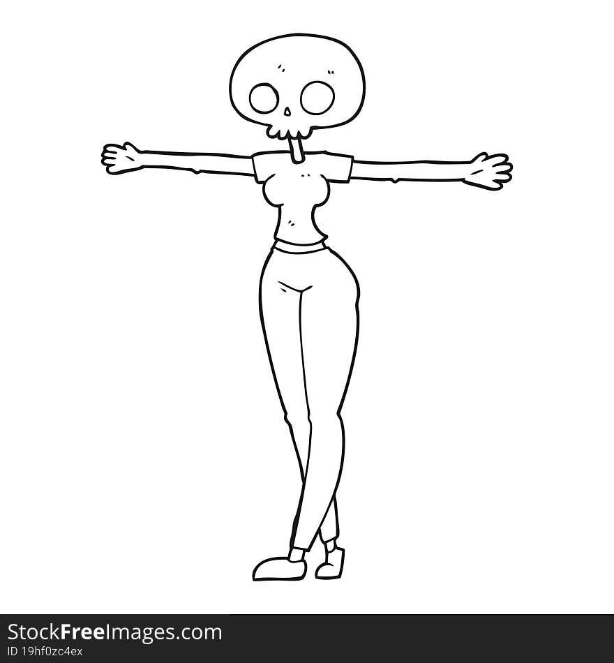 Black And White Cartoon Zombie Woman