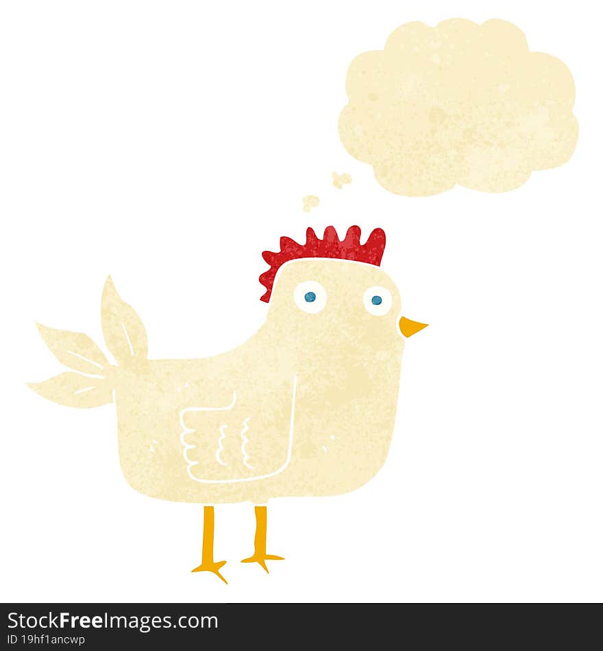 cartoon hen with thought bubble