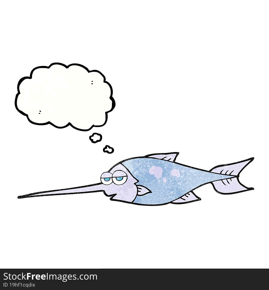 thought bubble textured cartoon swordfish