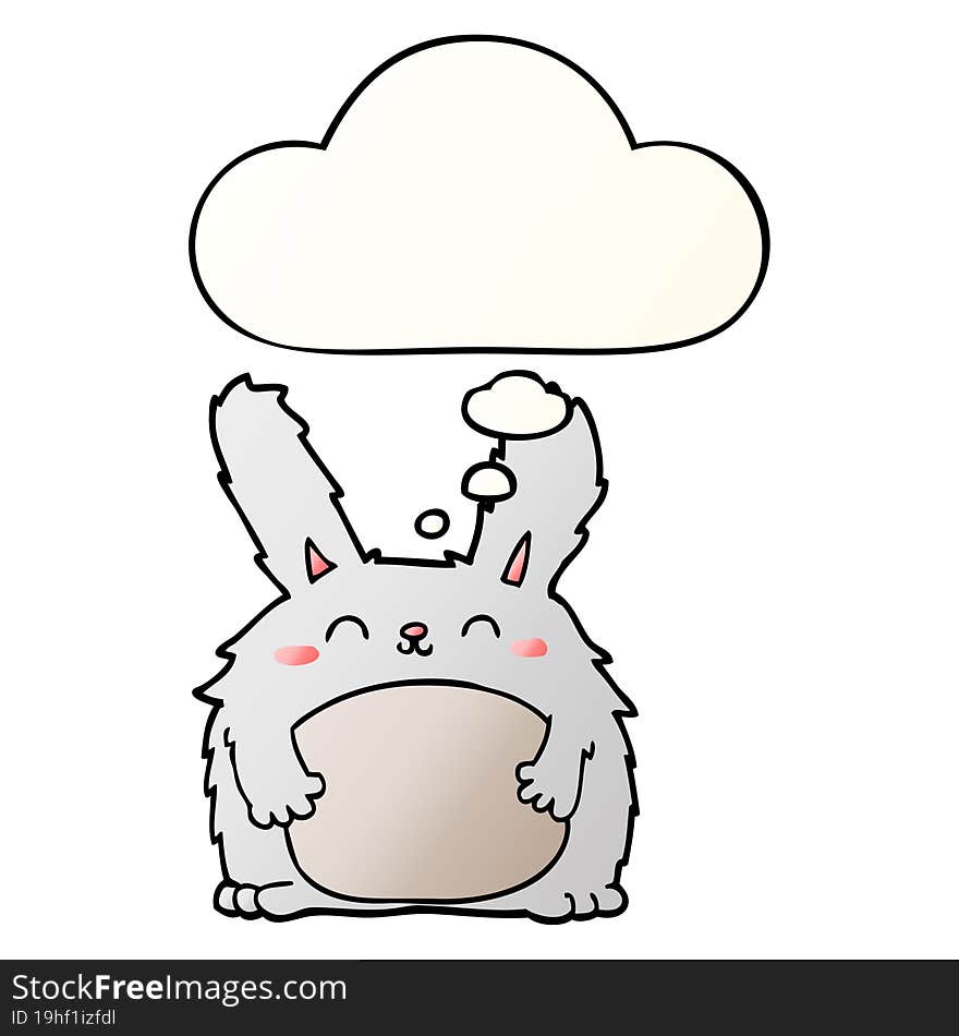 cartoon furry rabbit with thought bubble in smooth gradient style