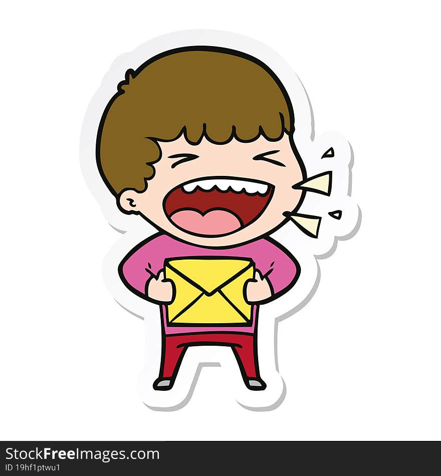 Sticker Of A Cartoon Laughing Man