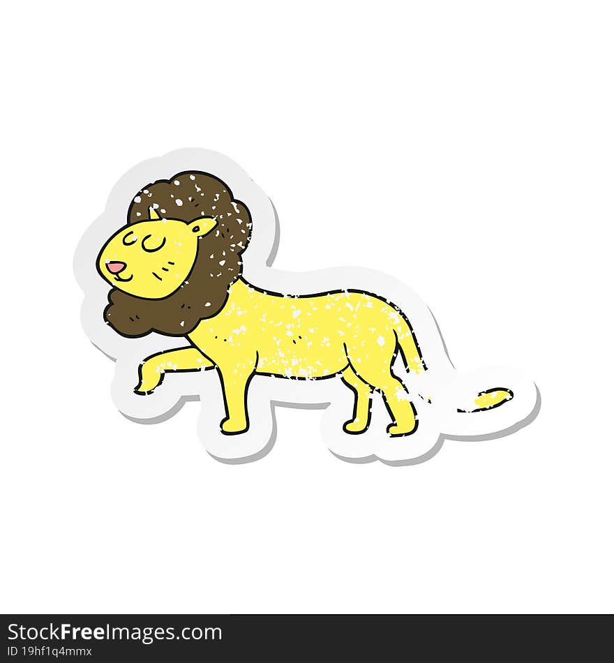 retro distressed sticker of a cartoon lion