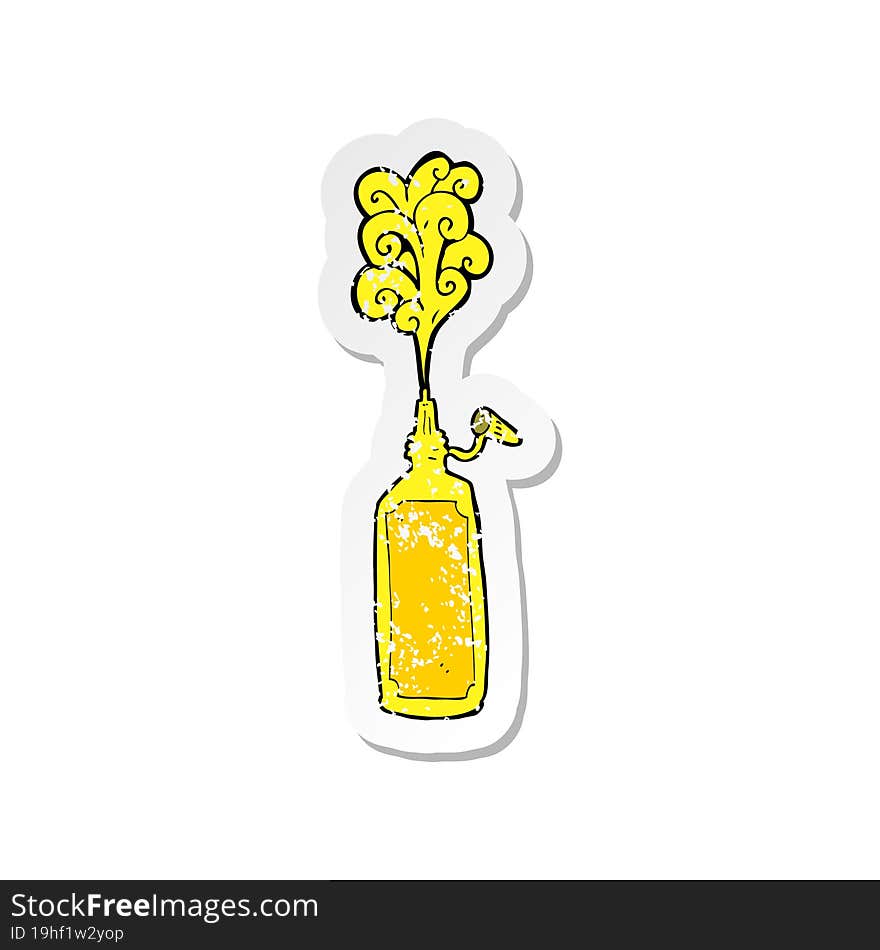 retro distressed sticker of a cartoon mustard bottle