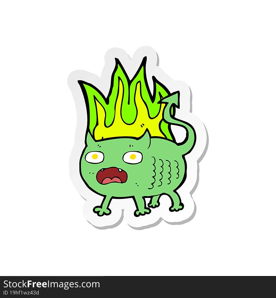 sticker of a cartoon little imp