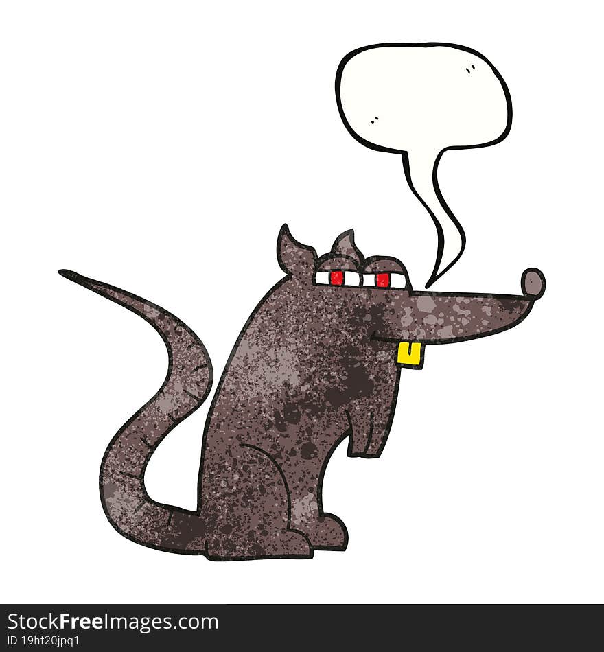 freehand speech bubble textured cartoon evil rat