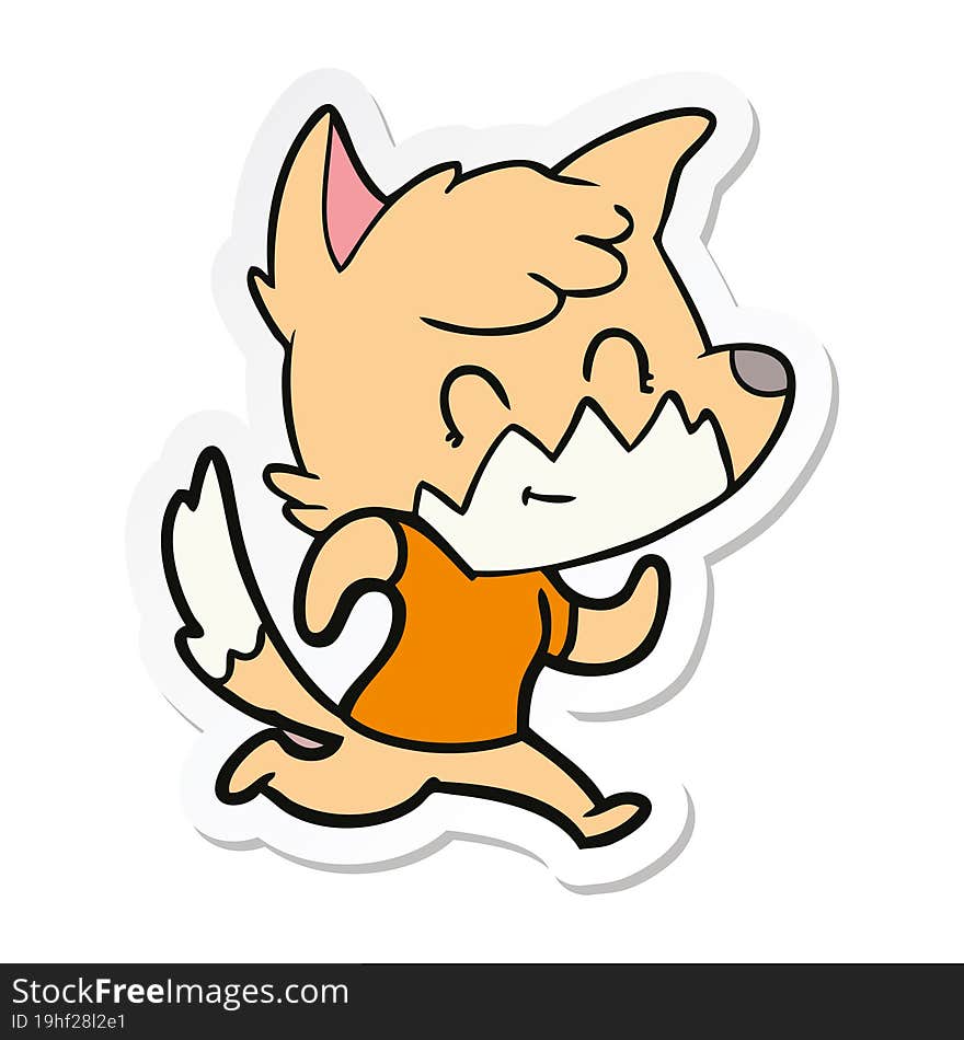 sticker of a cartoon friendly fox