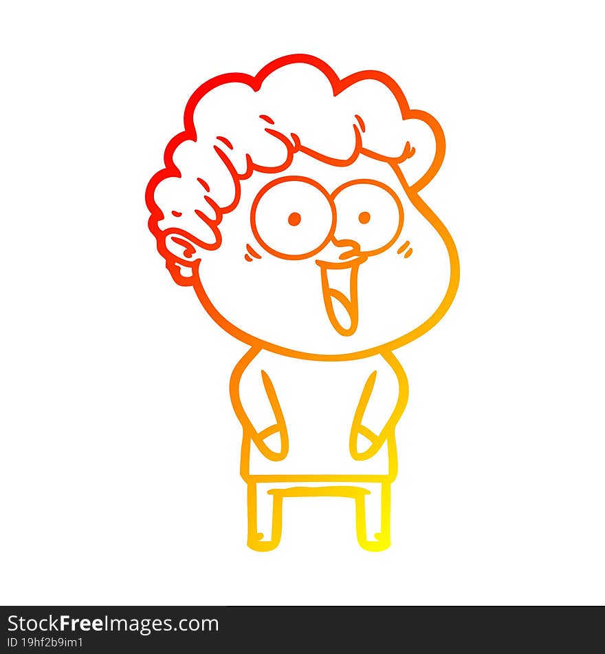 warm gradient line drawing cartoon happy man