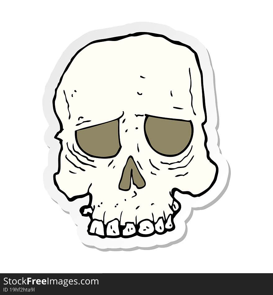 sticker of a cartoon spooky skull