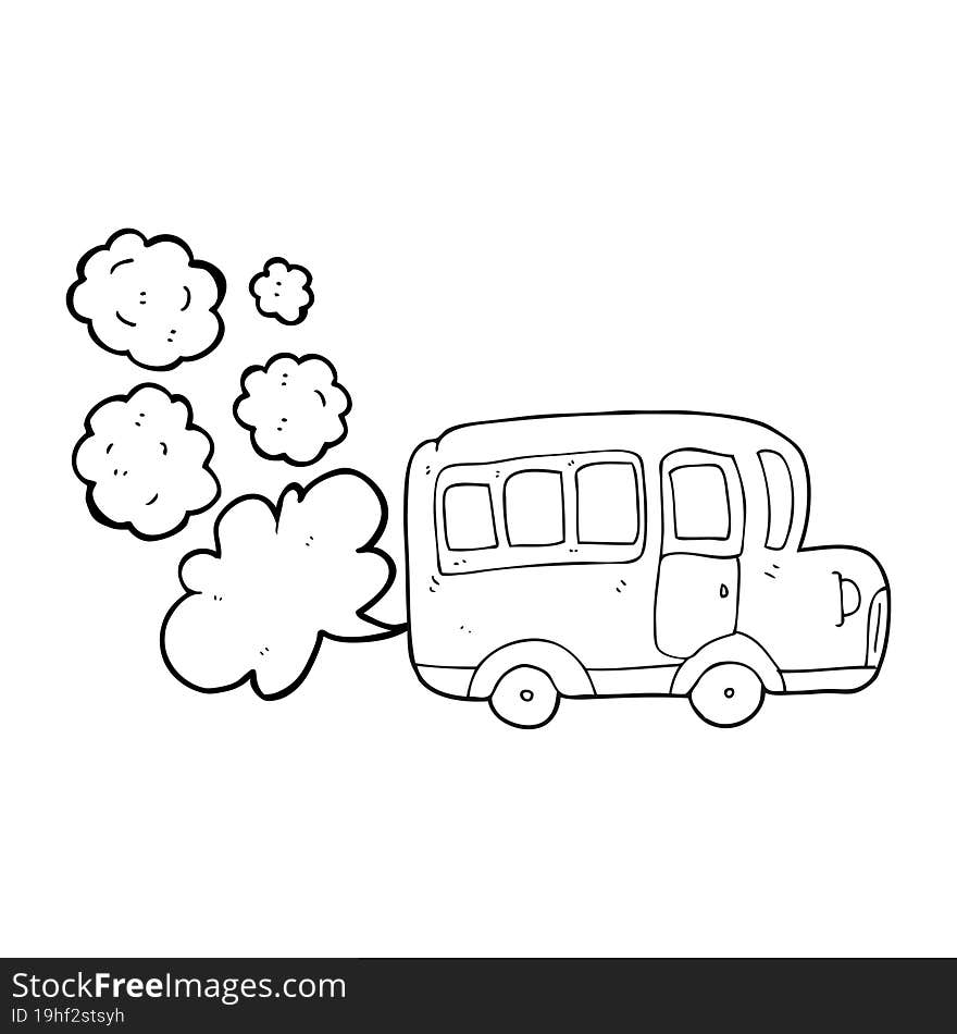 black and white cartoon yellow school bus