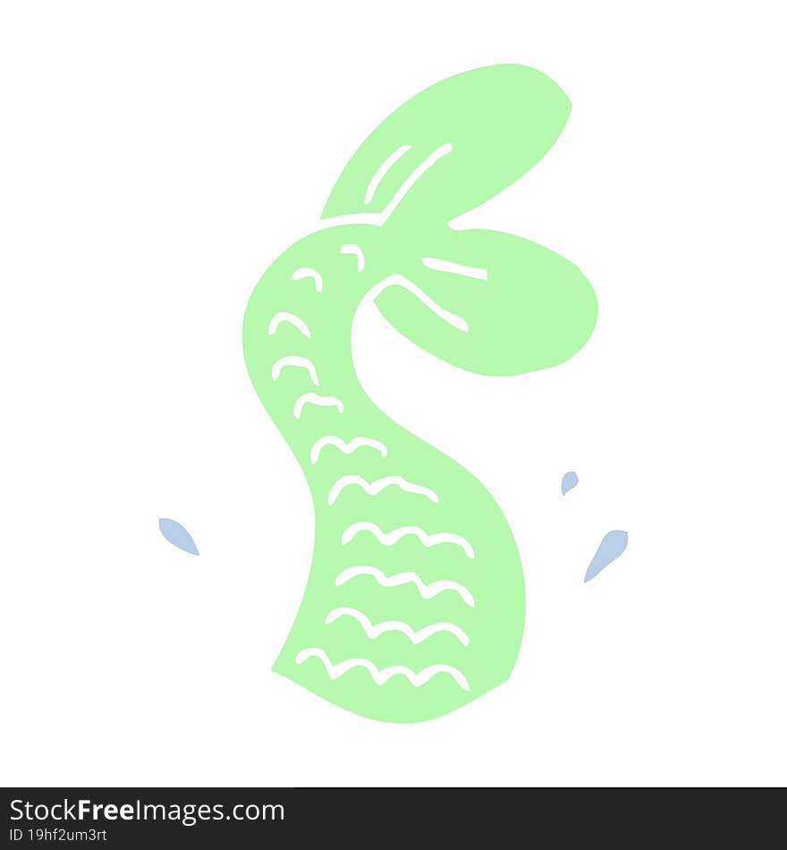 Flat Color Illustration Cartoon Mermaid Tail