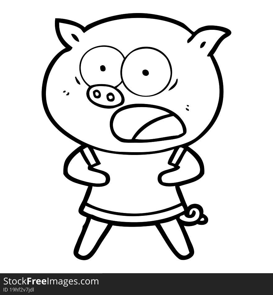 cartoon pig shouting. cartoon pig shouting