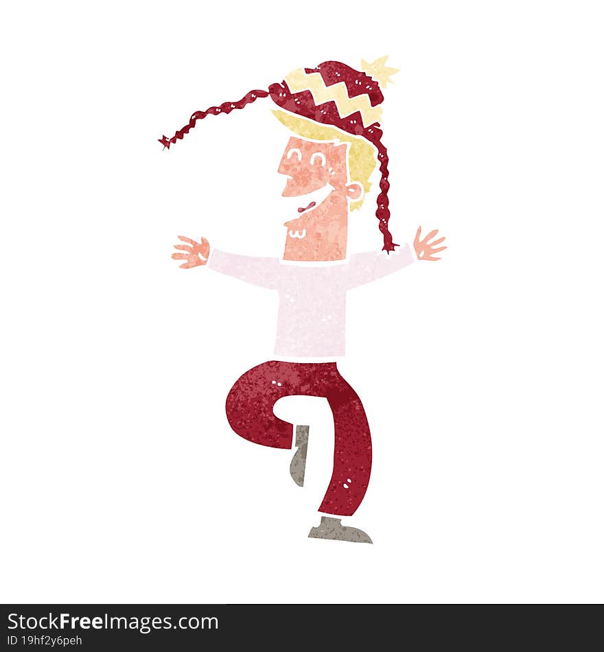 cartoon man wearing winter hat