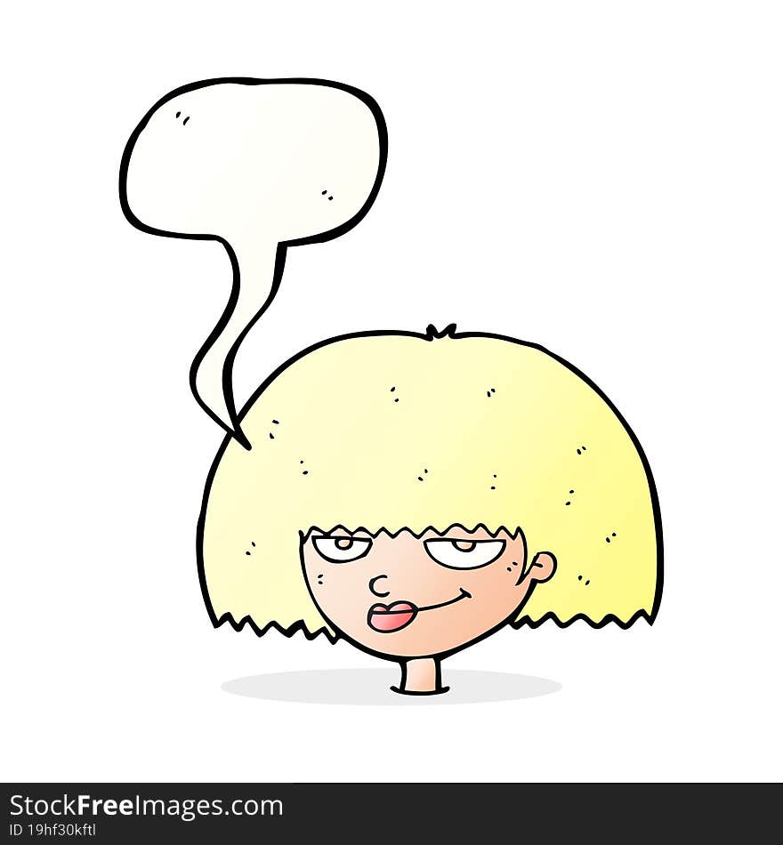 cartoon mean female face with speech bubble