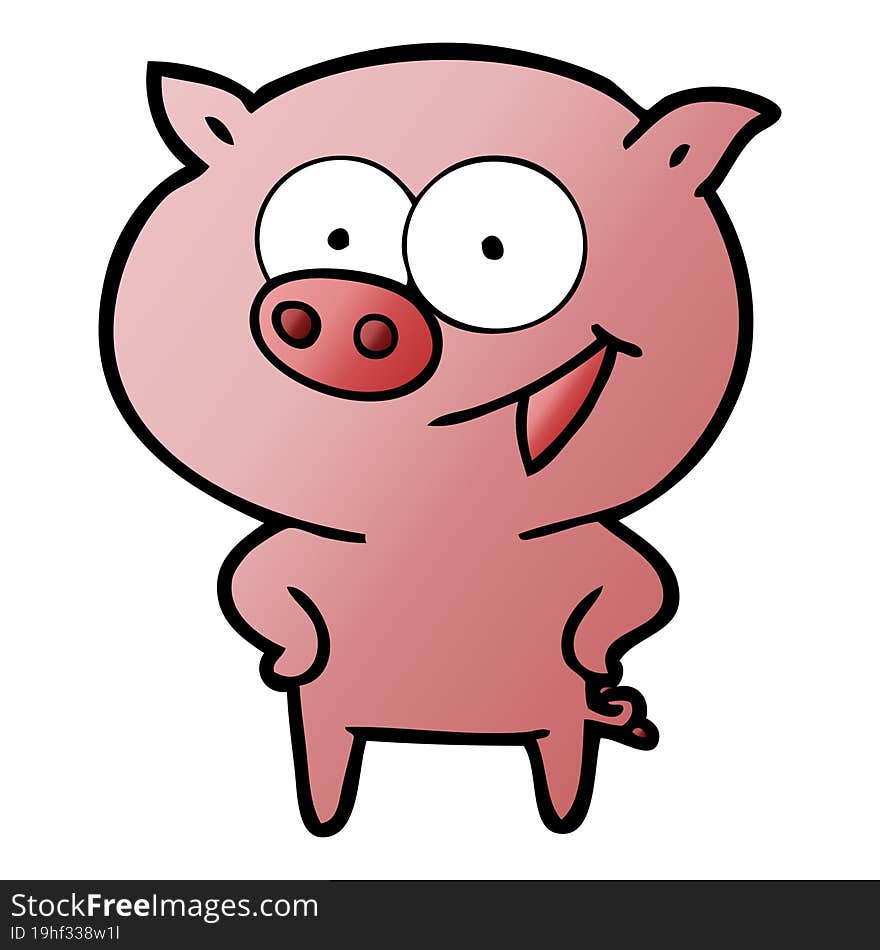 cheerful pig cartoon. cheerful pig cartoon