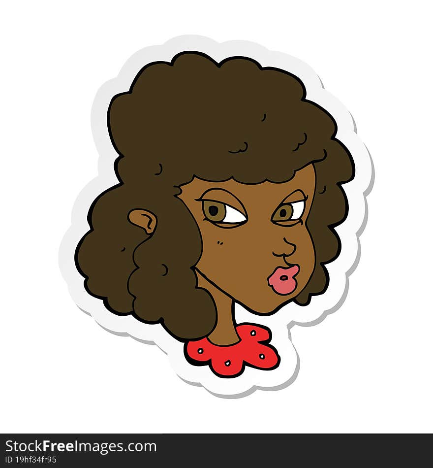 Sticker Of A Cartoon Suspicious Woman