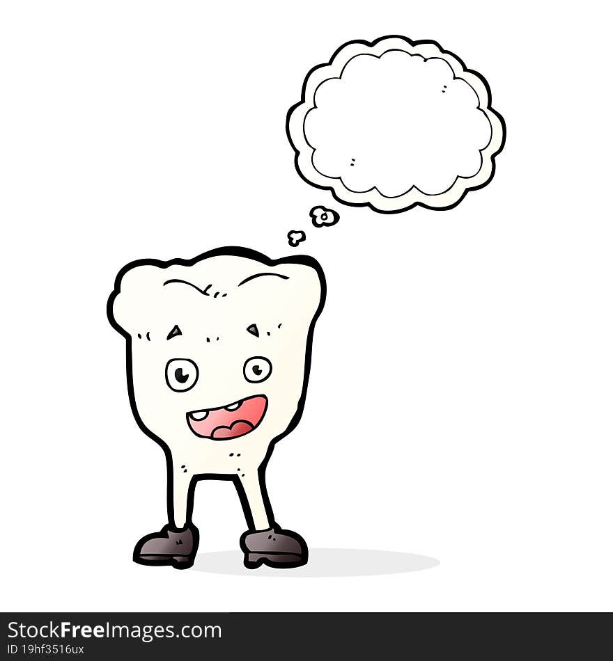 cartoon tooth with thought bubble