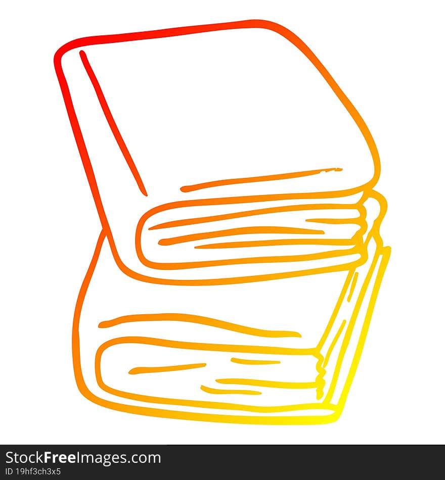 warm gradient line drawing of a cartoon journal books