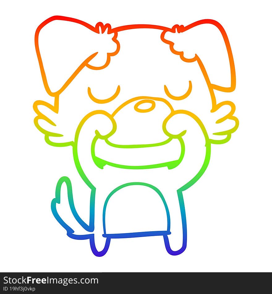 Rainbow Gradient Line Drawing Cartoon Dog