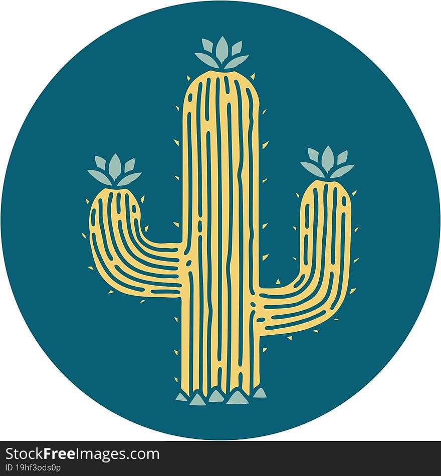 tattoo style icon of a cactus