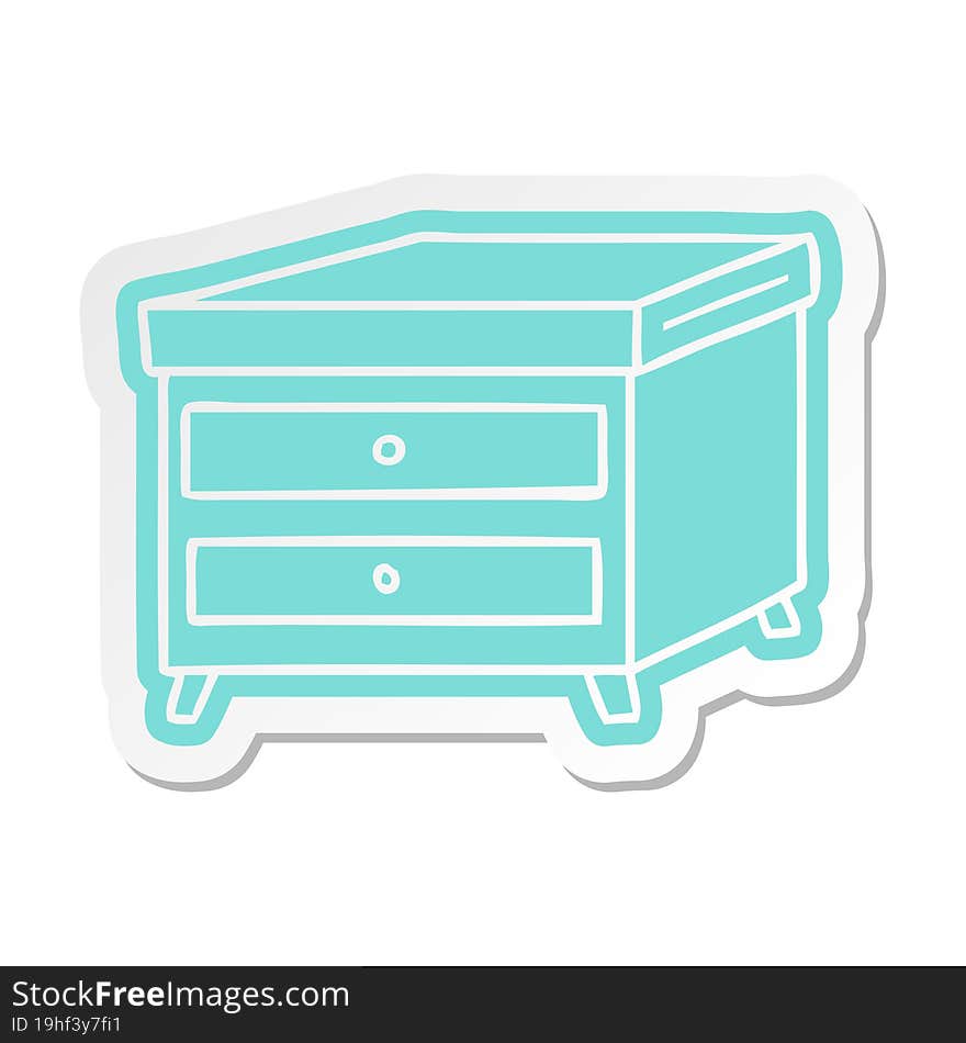 Cartoon Sticker Of A Bedside Table