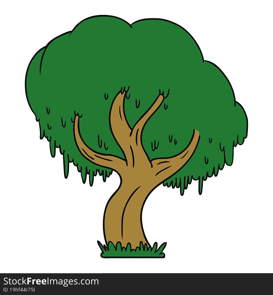 Cartoon Doodle Of A Green Tree