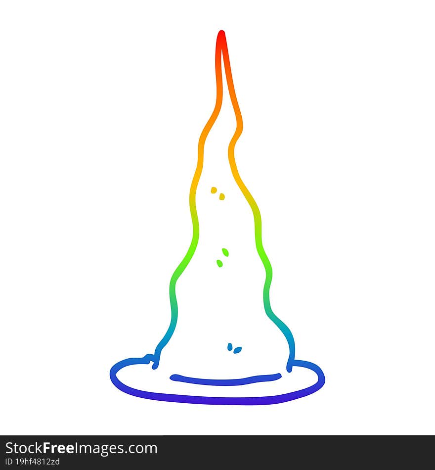 rainbow gradient line drawing cartoon witch hat