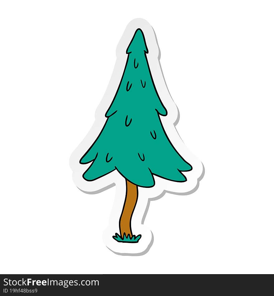 hand drawn sticker cartoon doodle of woodland pine trees