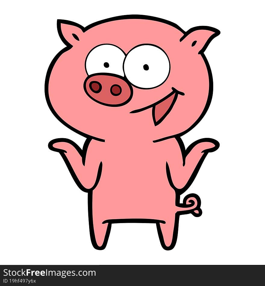 cartoon pig with no worries. cartoon pig with no worries