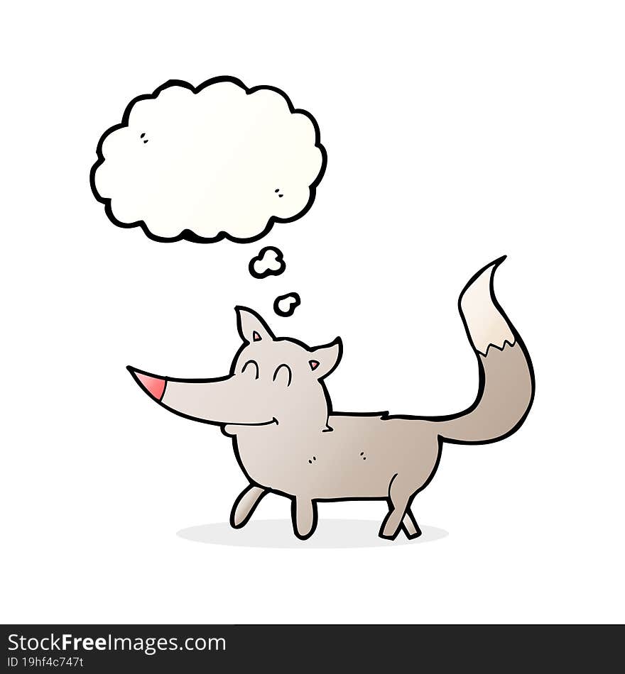 cartoon little wolf with thought bubble