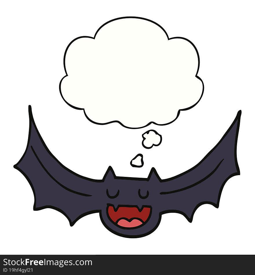 cartoon bat and thought bubble